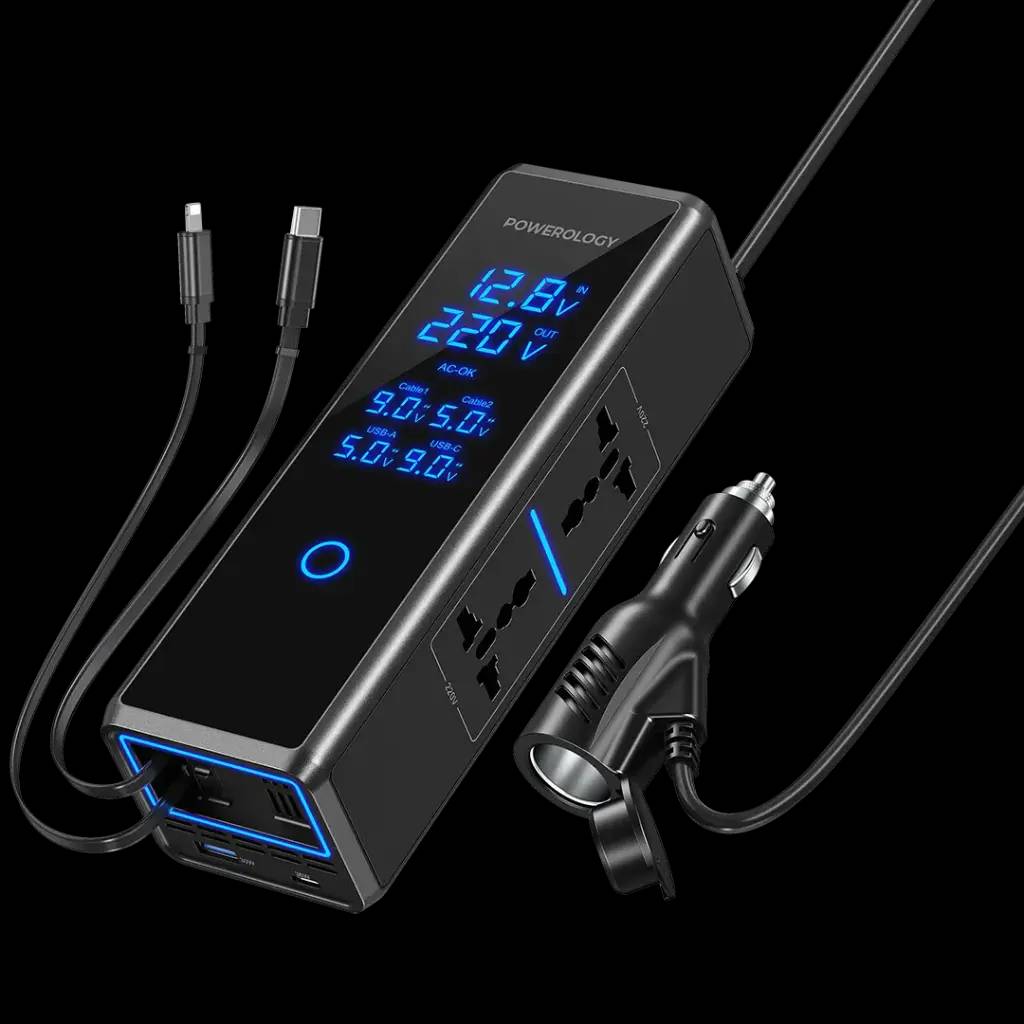 اینورتر 300 وات خودرو پاورولوژی Powerology 300W Car Power Inverter