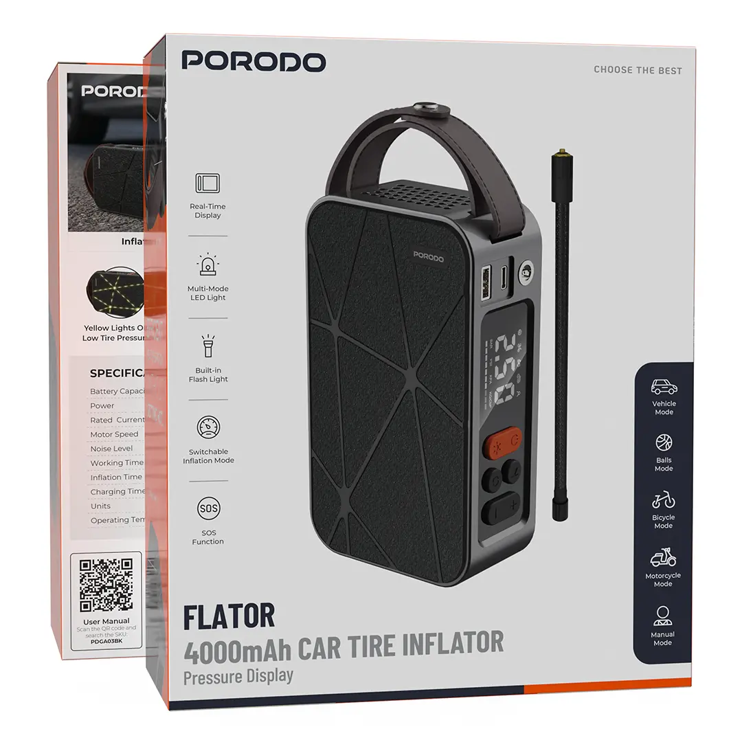 کمپرسور بادی شارژی پرودو فلِیتور (Porodo Flator) 4000mAh