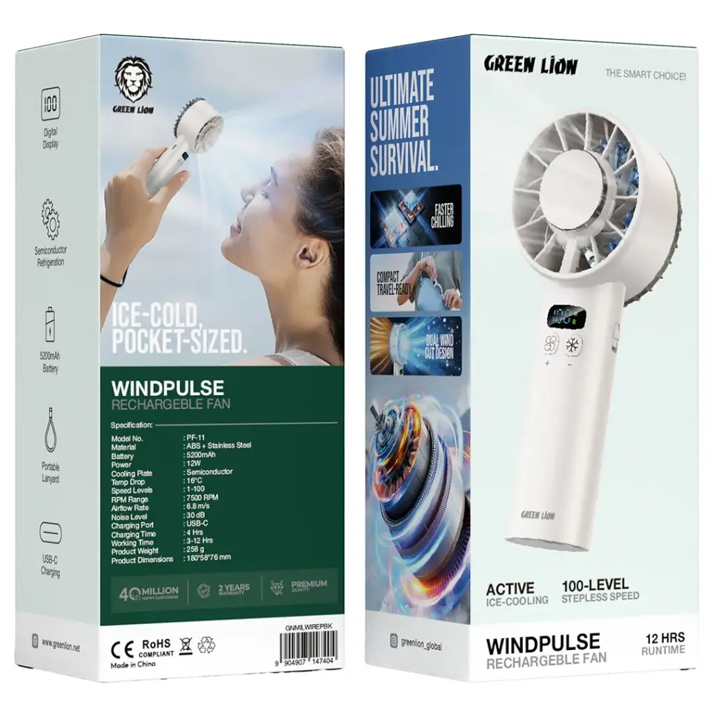 پنکه خنک کننده دستی ویندیکس پرو ‌گرین Green Lion Windix Pro Handheld Cooling Fan