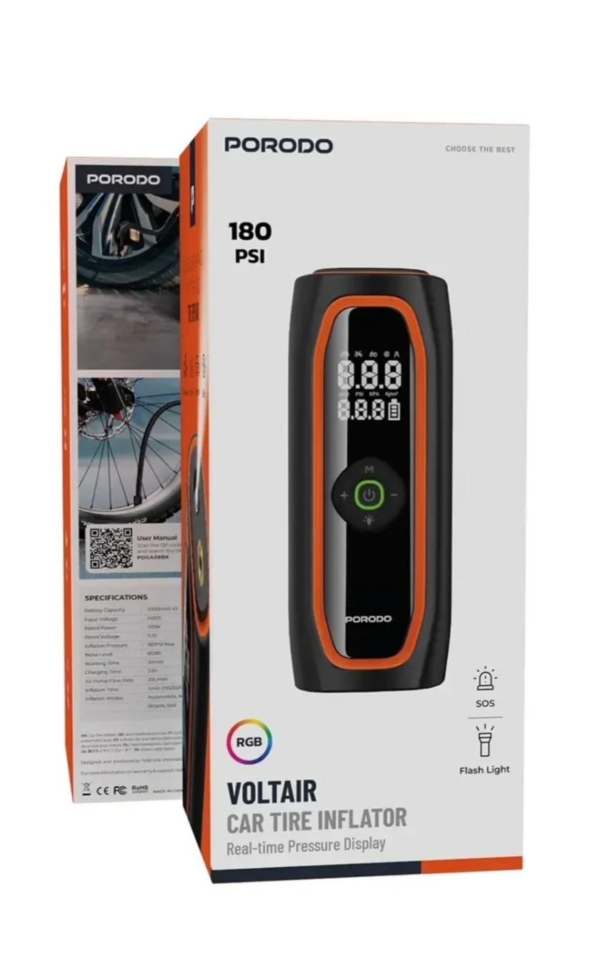 پمپ باد دیجیتال قابل حمل پورودو مدل Voltair 220 PSI