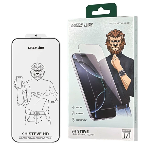 محافظ صفحه نمایش گلس گرین لاین 9H STEVE HD گوشی IPHONE 17pro max